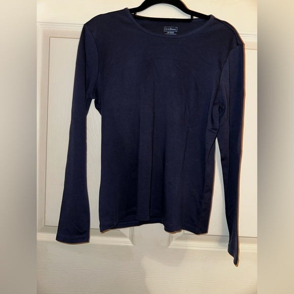 L.L Bean women’s navy blue cotton long sleeve shirt M winter outdoors hiking - Picture 4 of 5